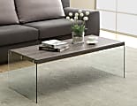 Monarch Specialties Tempered-Glass Coffee Table, Rectangular, Dark Taupe